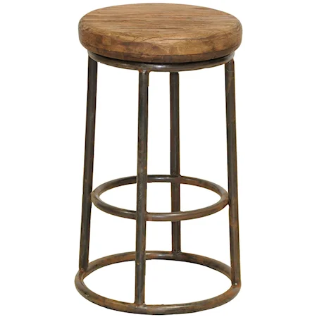 Reclaimed Counter Stool with Iron Base